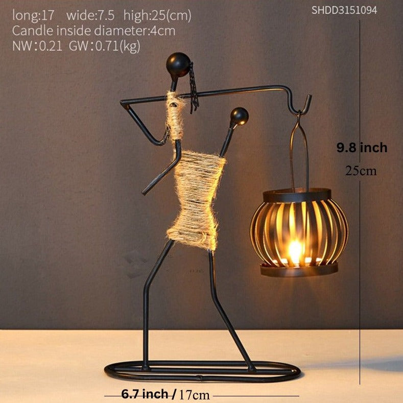 Graceful Woman Iron Candle Holder