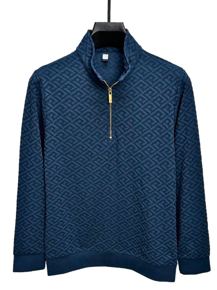 Cavalli Jacquard Half Zip Sweater