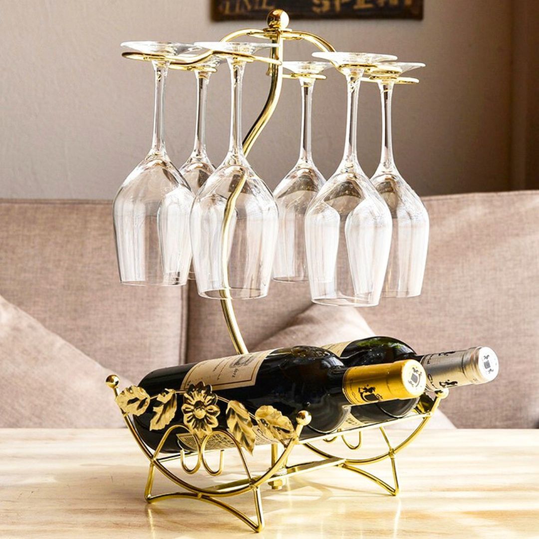 Copper Olive tree Wine & Glass Rack