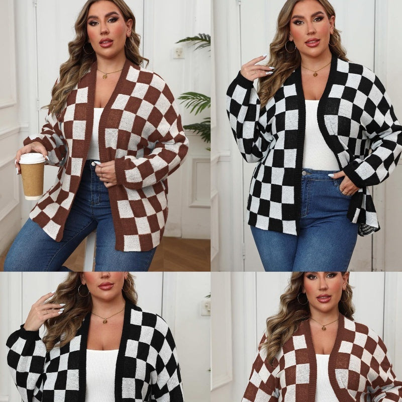 Mila | Checkered Knit Cardigan