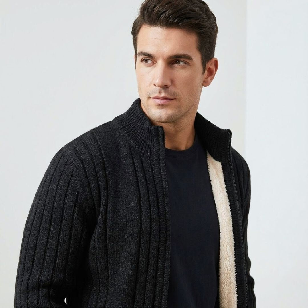 Ashcroft |  Fleece-Lined Wool Knit Jacket