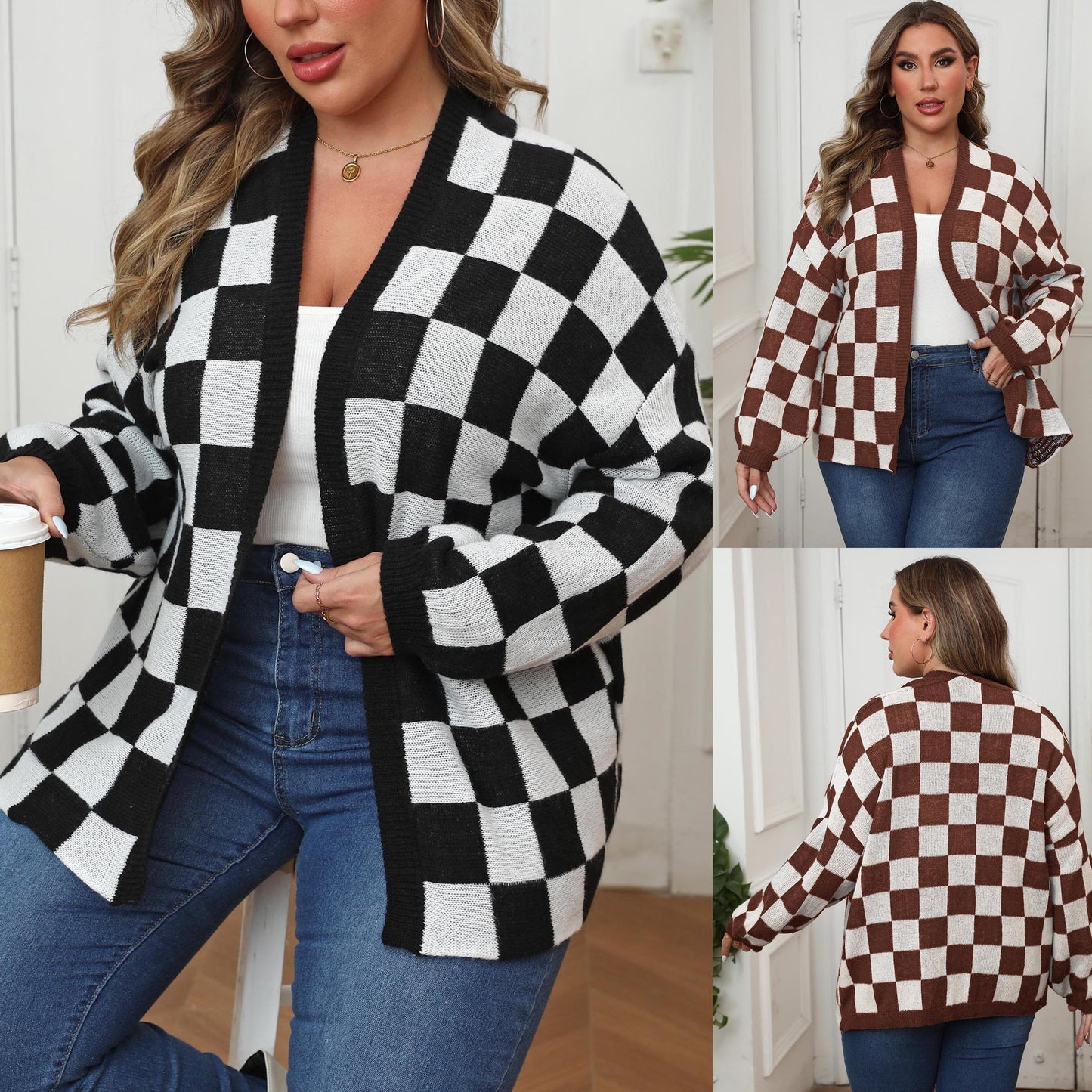 Mila | Checkered Knit Cardigan