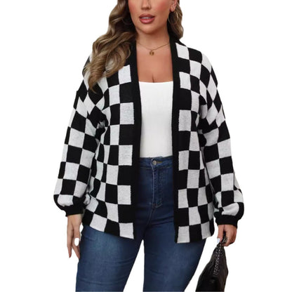 Mila | Checkered Knit Cardigan