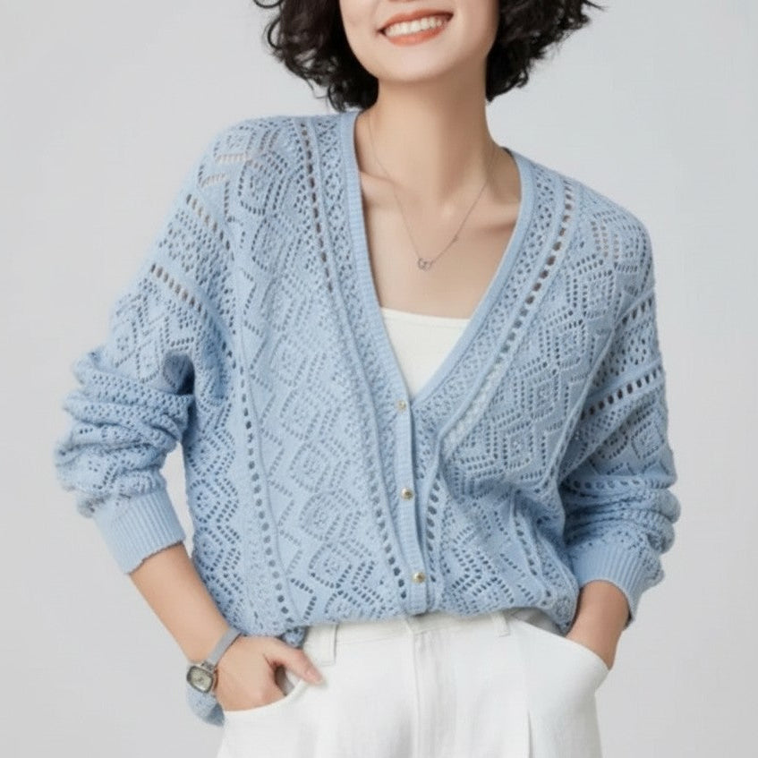Amelia | Bohemian Hollow Knit Cardigan