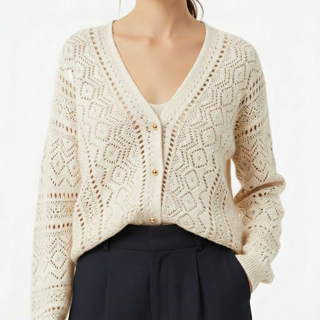 Amelia | Bohemian Hollow Knit Cardigan