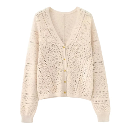Amelia | Bohemian Hollow Knit Cardigan