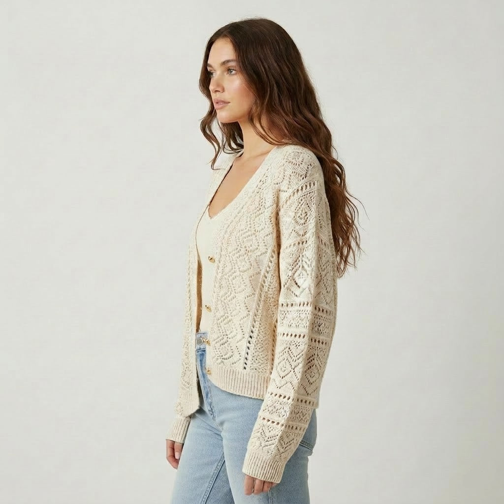 Amelia | Bohemian Hollow Knit Cardigan